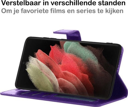 Samsung S21 Ultra Hoesje Bookcase Cover met Kaarthouder - Paars