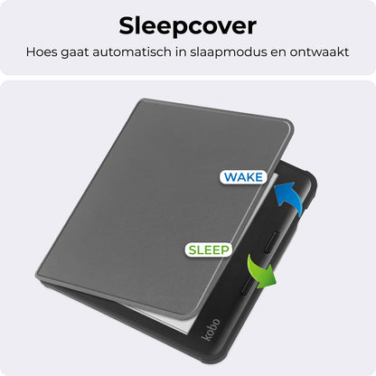 Kobo Libra Colour Bookcase Hoes Shockabsorberend - Grijs