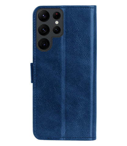 Samsung S23 Ultra Hoesje Bookcase Cover met Kaarthouder - Donkerblauw
