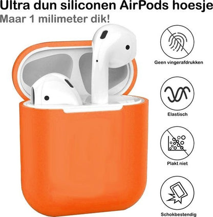 AirPods 1 Hoesje Siliconen Lichtgewicht - Donker oranje