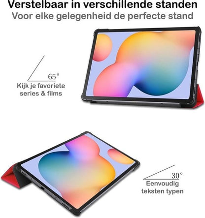 Samsung Galaxy Tab S6 Lite Trifold Bookcase Hoes - Rood