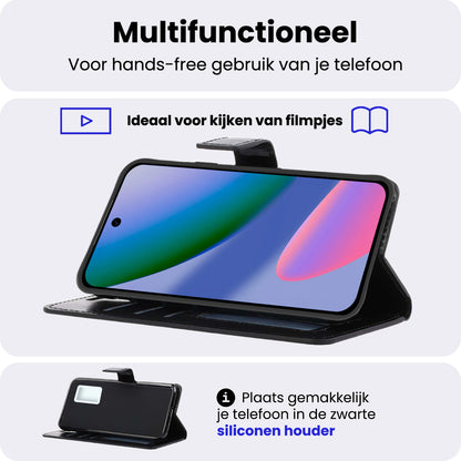 Google Pixel 11 Pro Hoesje Bookcase Cover met Kaarthouder - Zwart