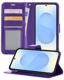 Samsung S25 Plus Hoesje Bookcase Cover met Kaarthouder - Paars