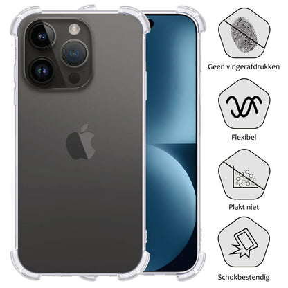 iPhone 15 Pro Max Hoesje Shockproof Backcover Siliconen - Transparant