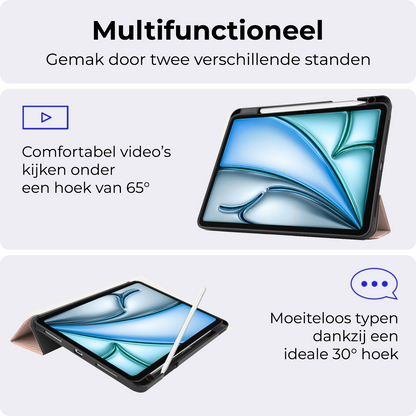 iPad Air 2024 / 2025 (13 inch) Trifold Bookcase Hoes met Penhouder voor Apple Pen - Rosé goud