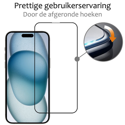 iPhone 15 Pro Screenprotector Gehard Glas - Full Screen