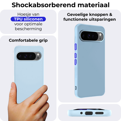Google Pixel 9 Pro Hoesje Siliconen Backcover Lichtgewicht - Lichtblauw