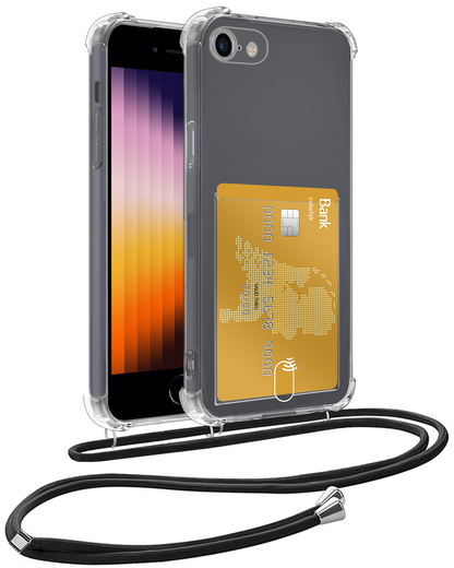 iPhone 7 Hoesje Kaarthouder met Koord Backcover Shockproof - Transparant