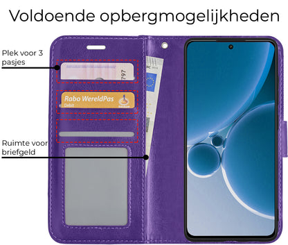 OnePlus Nord 3 Hoesje Bookcase Cover met Kaarthouder - Paars