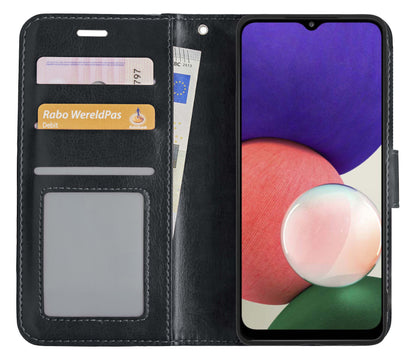 Samsung M22 Hoesje Bookcase Cover met Kaarthouder - Zwart