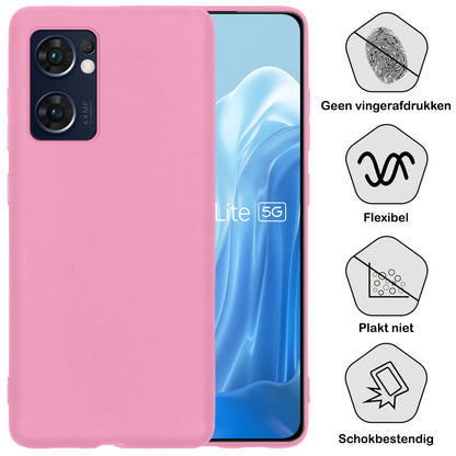 OPPO Find X5 Lite Hoesje Siliconen Backcover Lichtgewicht - Lichtroze