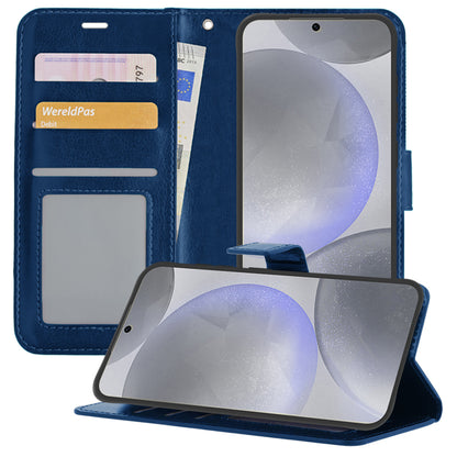 Samsung S24 Hoesje Book Case Kunstleer - Donkerblauw