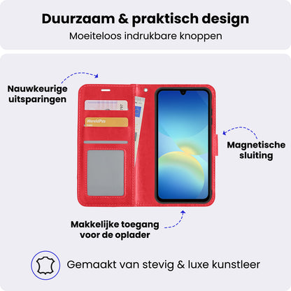 Samsung A26 Hoesje Bookcase Cover met Kaarthouder - Rood
