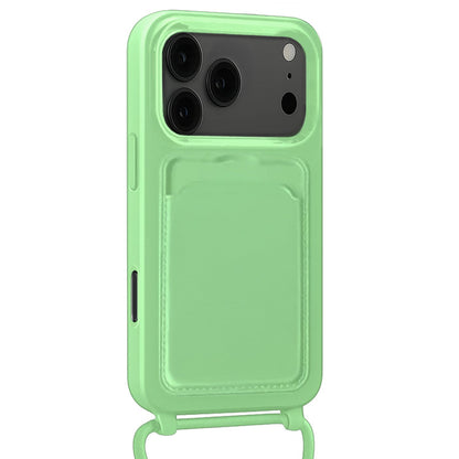 iPhone 17 Pro Hoesje Met Telefoonkoord en Pasjeshouder Siliconen - Groen