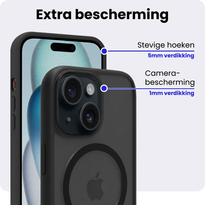 iPhone 15 Hoesje Geschikt voor Magsafe Backcover Shockproof - Zwart