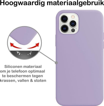 iPhone 12 Pro Max Hoesje Siliconen Backcover Lichtgewicht - Lila