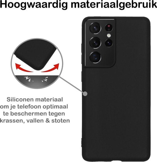 Samsung S21 Ultra Hoesje Siliconen - Zwart